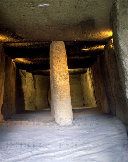 Dolmen inside Menga cave, they were used as collective tombs.