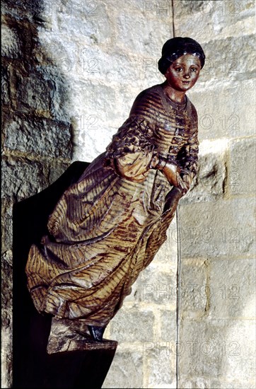 Figurehead of the frigate 'Bella Aurora', polychromed sculpture of a woman.