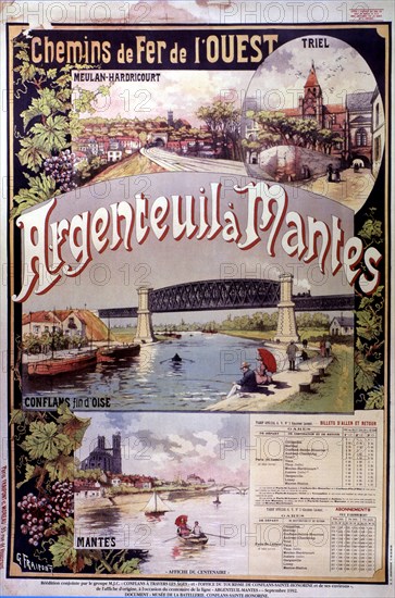Poster advertising French railways of the West, from Argenteuil to Nantes.