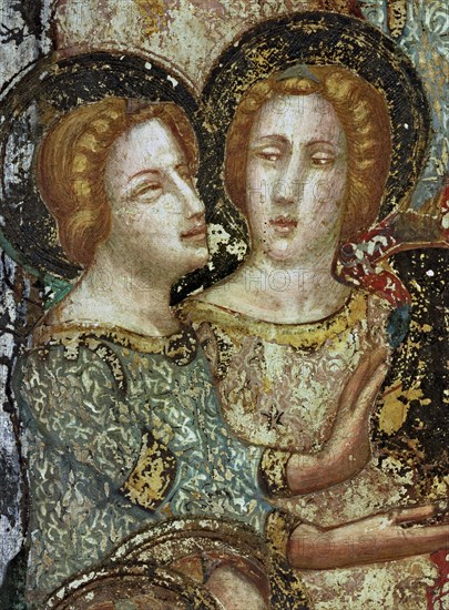 'Offering angels', detail. Mural of 1346 in the Chapel of Saint Michael or 'Day cell' from the P?