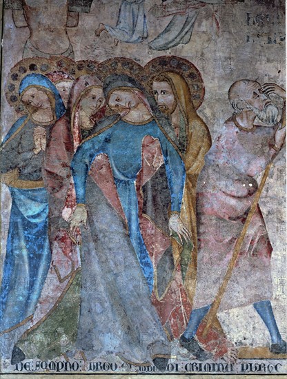 The Crucifixion', fragment of a wall painting depicting the 'Passion of Christ', detail of the so?