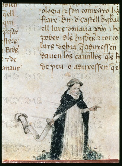 Dominican friar.  Miniature 'Libre dels Feyts del Rei en Jacme' (Manuscript of Poblet), manuscrip?