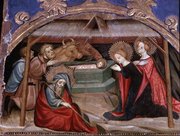 Altarpiece of Saint James the Greater, detail of the table of the Nativity, tempera on wood, in t?