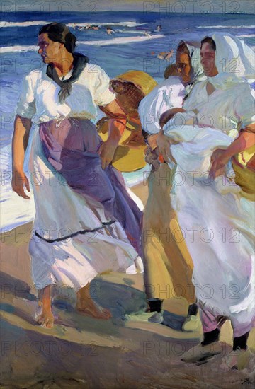 'Fisherwomen of Valencia', Oil, 1915 by Joaquin Sorolla.