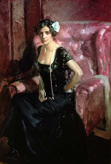 'Clotilde in Evening Dress' Oil, 1911 by Joaquin Sorolla.