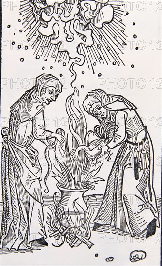 Engraving from the German work 'Treaty of evil women called witches' by Dr. Ulrich Molitor, publi?