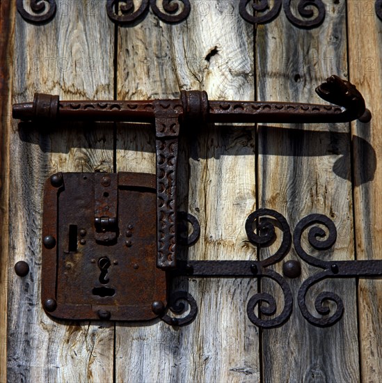 Bolt in forged iron, from the front door of the 13th century Romanesque church of Santa Cecilia d?