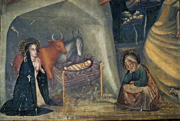 'The Nativity', mural of 1346 in St. Michael's chapel in the Monastery of Pedralbes, Barcelona.