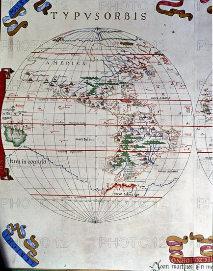 Atlas of Joan Martines, Messina, 1582. Portulan chart of the Americas.