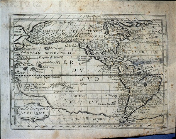 Map of the Americas', French engraving of 1667.