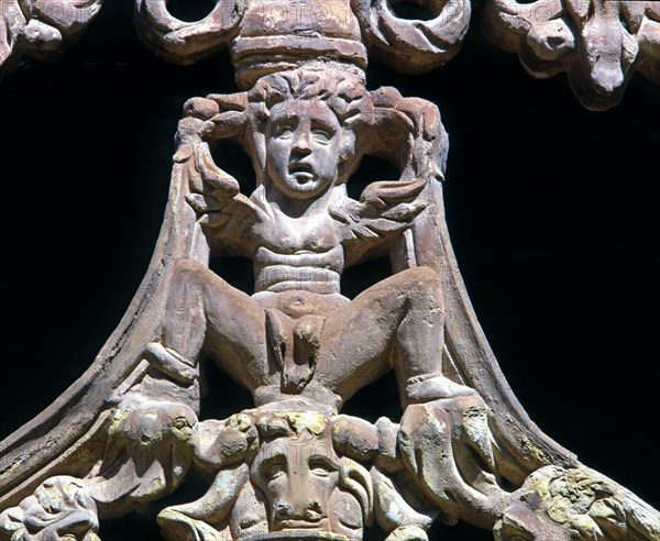 Detail of the traceries of the ogival archs of the Moon Gate in the Knights Cloister, made betwee?