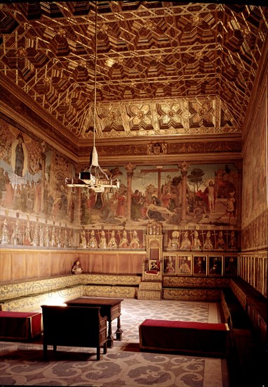 Interior of the Chapter House of the Cathedral of Toledo, Renaissance architectural style, with a?