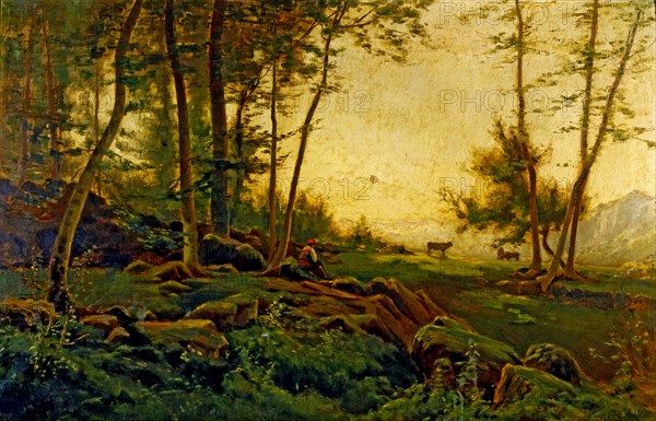 'Landscape with cows' by Joaquim Vayreda.