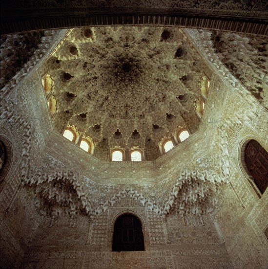 Mocarabes dome in the Hall of the Two Sisters in the Alhambra of Granada.