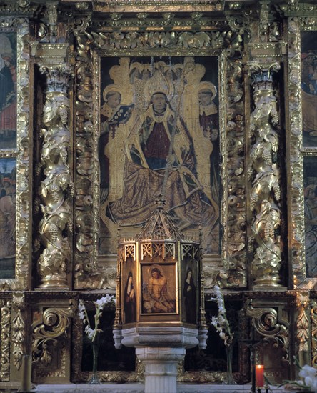 Detail of one of the tables with the representation of the patron saint of the altarpiece in the ?