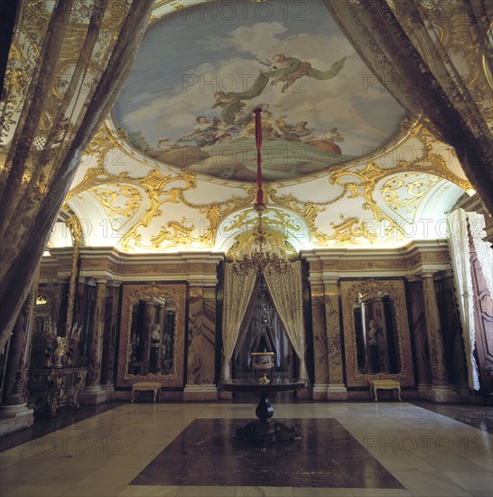 Detail of the Hall of Mirrors at the Royal Palace of La Granja de San Ildefonso. It should be not?