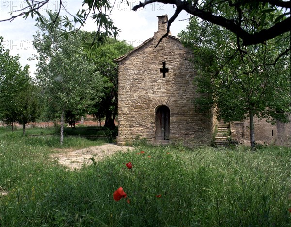 View of the pre-Romanesque church in Santa Maria de Matadars, El Pont de Vilomara.