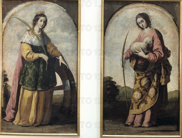 'Saint Catherine and Saint Agnes', oil by Francisco de Zurbaran.