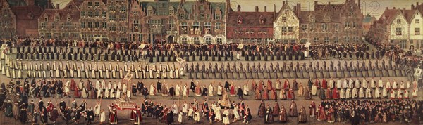 'Festival of Ommeganck or Parrot, Brussels: procession of Our Lady of Sablon', by Denis van Alsl?