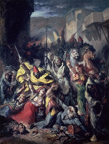 'Assault of the moors to a Jewish neighbourhood', by Francisco Lameyer.