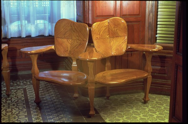 Corner chair in the dining room of the Casa Batllo, built between 1904 - 1906, designed by Antoni?