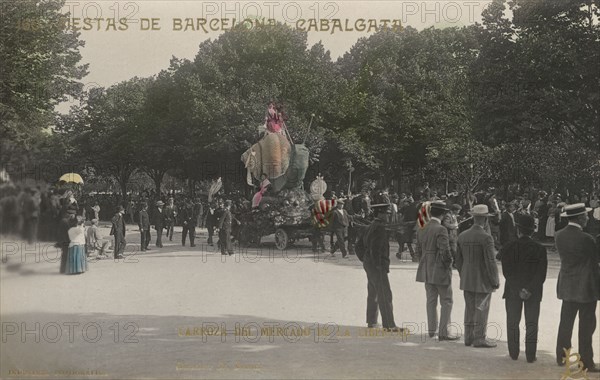 Floats Parade in the Ciutadella Park, Barcelona, 1910.