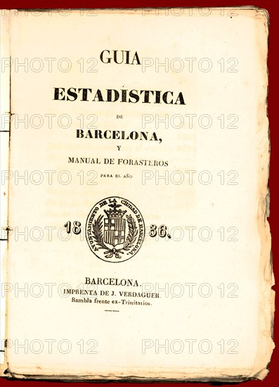 Statistical guide of Barcelona and manual of foreigners for 1836.