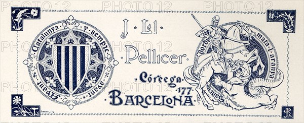 Advertising J. Ll. Pellicer, engraver. Barcelona, 1900.