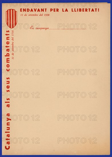 Letter model printed for fighters in campaign. Generalitat de Catalunya, September 1938.