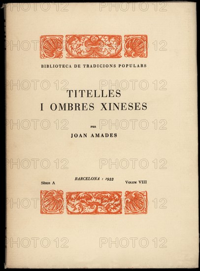 Book cover of 'Titelles i ombres xineses' by Joan Amades, published by the Biblioteca de Tradicio?