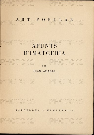 Book cover 'Apunts d'Imatgeria' by Joan Amades, edited by Art Popular, Barcelona, ??1938.