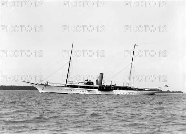 The steam yacht 'Narcissus' 1911. Creator: Kirk & Sons of Cowes.