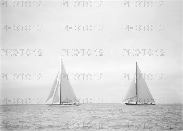 The J-Class yachts 'Shamrock V' and 'Britannia', 1934. Creator: Kirk & Sons of Cowes.