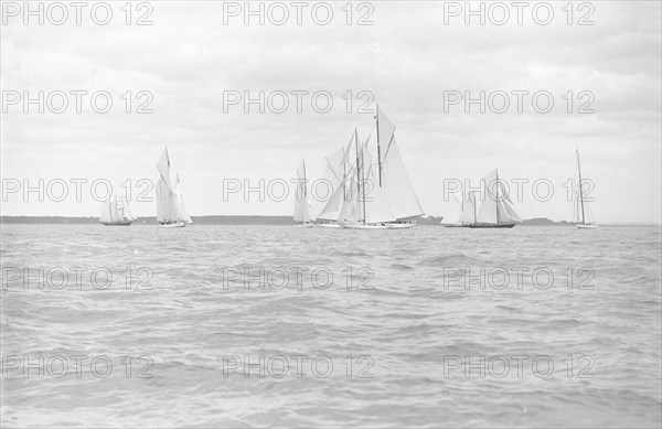 Big Class yachts starting the King's Cup race, 1913. Creator: Kirk & Sons of Cowes.