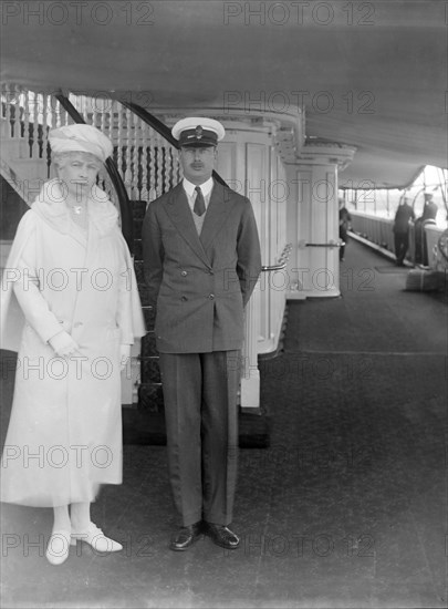 Queen Mary and Prince Henry aboard 'HMY Victoria and Albert', c1933. Creator: Kirk & Sons of Cowes.