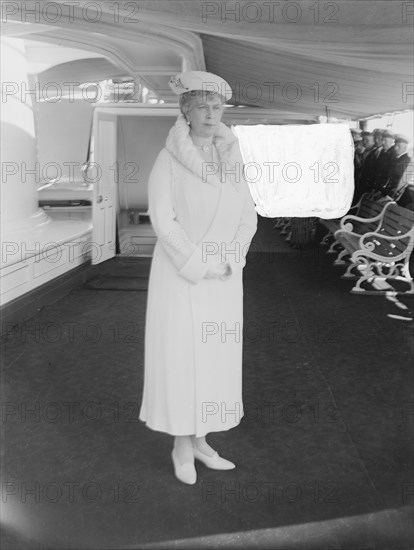 Queen Mary aboard 'HMY Victoria and Albert', 1933. Creator: Kirk & Sons of Cowes.