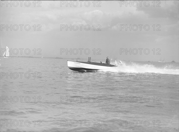 Planning motor boat 'Crusader', 1914. Creator: Kirk & Sons of Cowes.