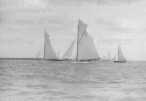 Start for the King's Cup yacht race, 1913. Creator: Kirk & Sons of Cowes.