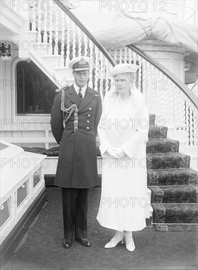 Prince George and Queen Mary aboard 'HMY Victoria and Albert', c1933. Creator: Kirk & Sons of Cowes.