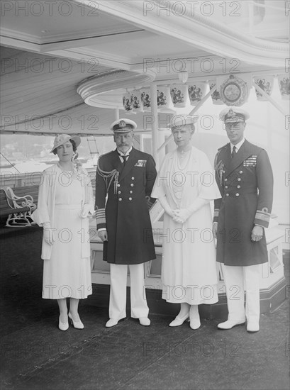 King George V, Queen Mary, the Duke and Duchess of York aboard the HMY Victoria and Albert, 1935. Creator: Kirk & Sons of Cowes.
