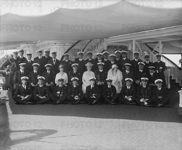 King George V and Queen Mary on board 'HMY Victoria and Albert', 1924. Creator: Kirk & Sons of Cowes.