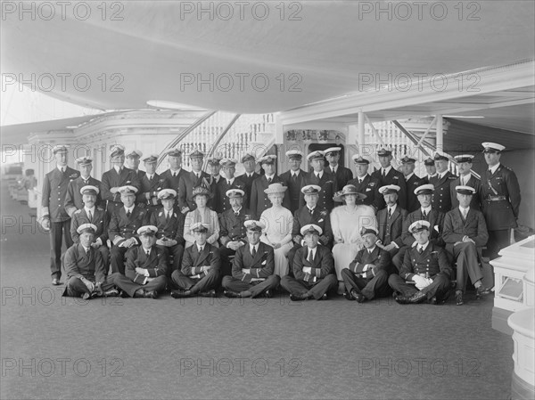 King George V and Queen Mary on board 'HMY Victoria and Albert', 1922. Creator: Kirk & Sons of Cowes.