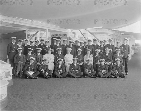 Queen Mary and King George V on board 'HMY Victoria and Albert', 1922. Creator: Kirk & Sons of Cowes.