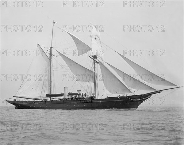 The 1894 built schooner 'Xarifa' under sail, 1899. Creator: Kirk & Sons of Cowes.