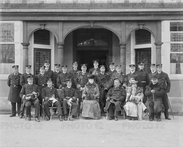 The Prince and Princess of Wales at the Royal Naval College, Osborne, Isle of Wight, c1908. Creator: Kirk & Sons of Cowes.