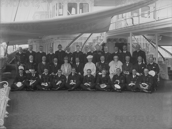 King George V and Queen Mary on board 'HMY Victoria and Albert', 1926. Creator: Kirk & Sons of Cowes.