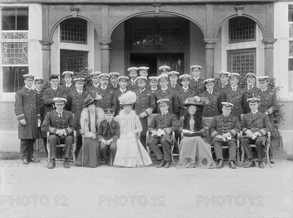 The Prince and Princess of Wales at the Royal Naval College, Osborne, Isle of Wight, 1908. Creator: Kirk & Sons of Cowes.