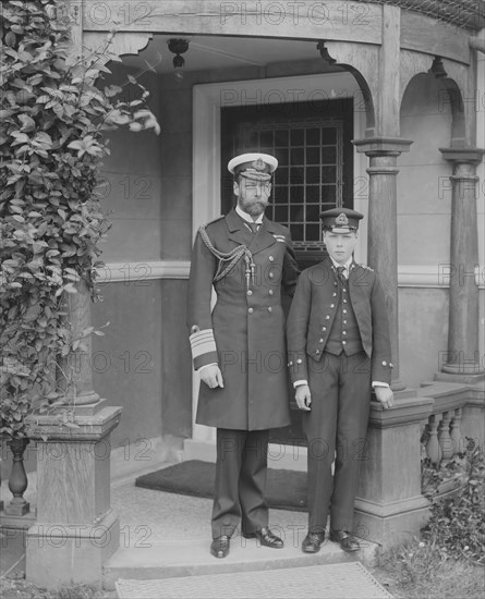 The Prince of Wales and Prince Edward at the Royal Naval College, Osborne, Isle of Wight, 1908. Creator: Kirk & Sons of Cowes.