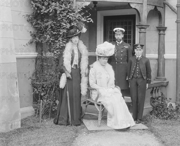 The Prince and Princess of Wales at the Royal Naval College, Osborne, Isle of Wight, 1908. Creator: Kirk & Sons of Cowes.