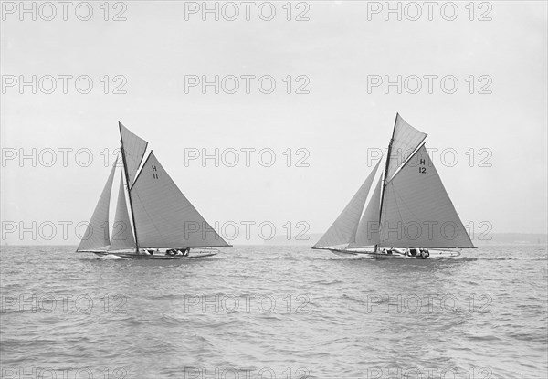 'Ventana' and 'The Truant' racing upwind, 1913. Creator: Kirk & Sons of Cowes.